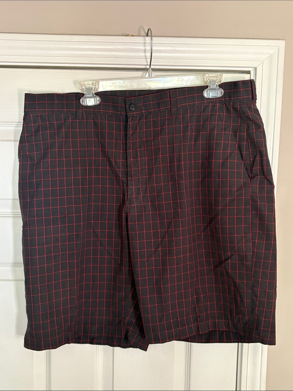 Grand Slam Black Shorts with Red Windowpane Check